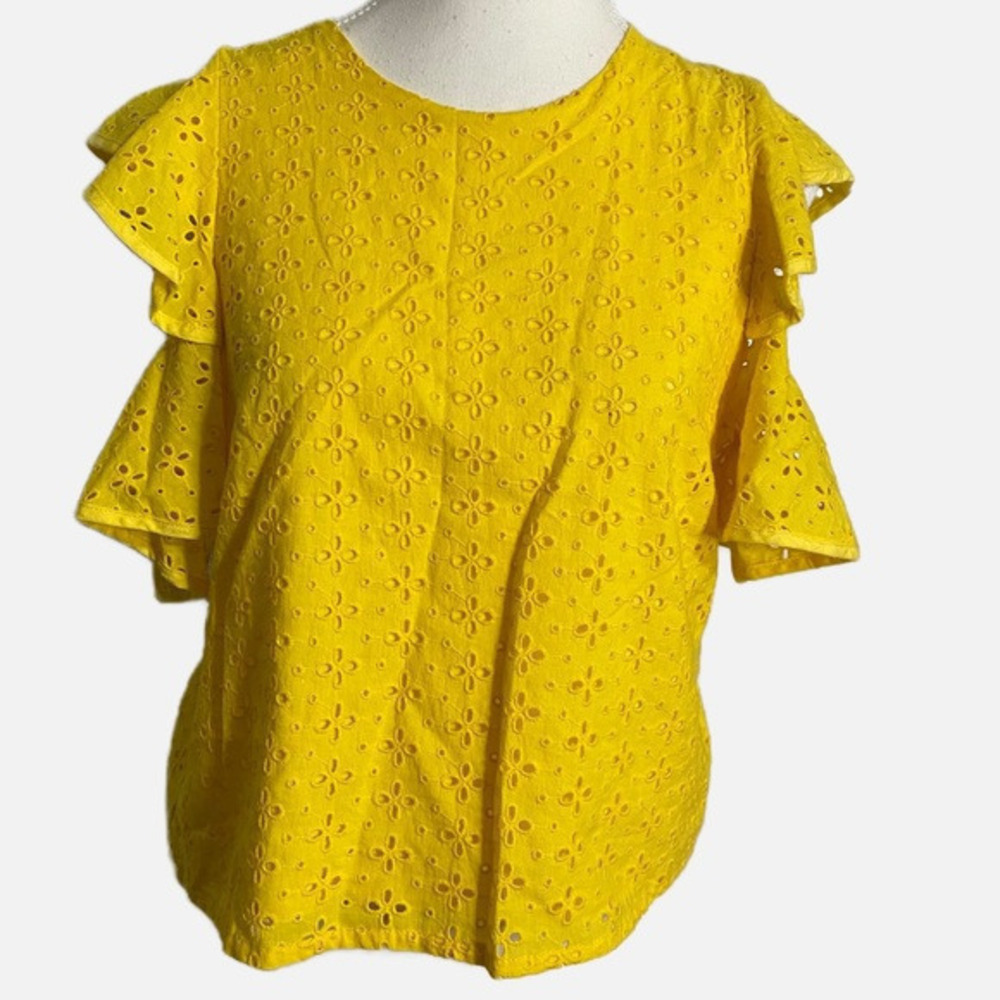 Endless‎ Rose Yellow Cold Shoulder Eyelet Top